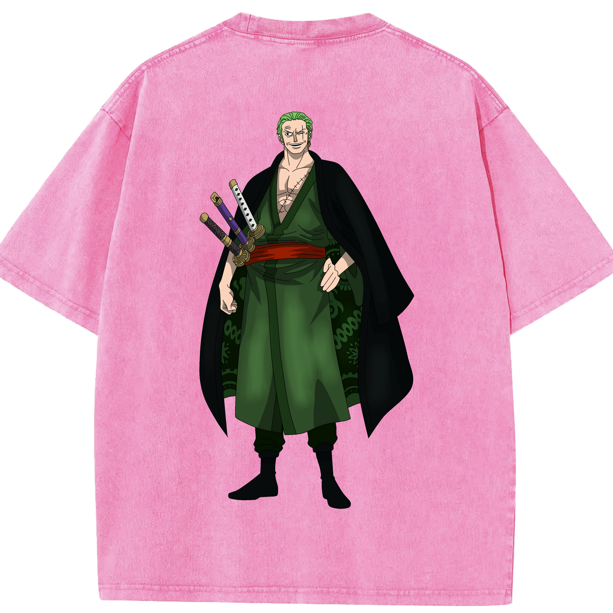 ワンピース ロロノア・ゾロ ONE PIECE Roronoa Zoro 綿100% ヴィンテージ風 半袖Tシャツ（背面プリント）